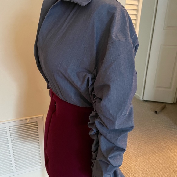 Blue Ruched Crop Top - Picture 5 of 5